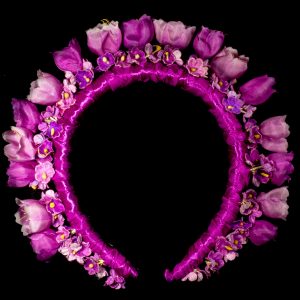 Haarkranz mit pinkfarbenen Glockenblumen