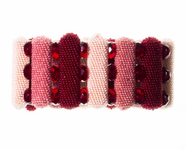 Armband in Rosatönen und weinrot – Bild 2