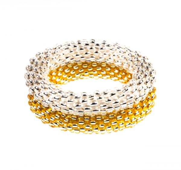 Kombination in gold Glitzer & Silber mit weißem Kern